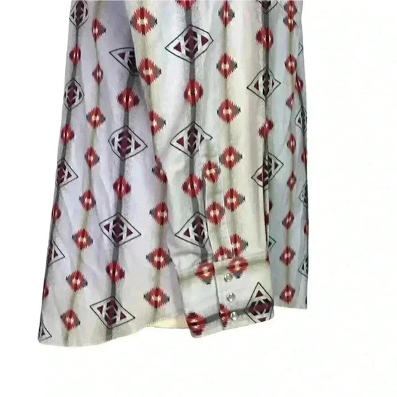 Wrangler Men L Aztec Southwest Western Snap Up Shirt Gray Cotton Long Sleeve VTG - Picture 3 of 7